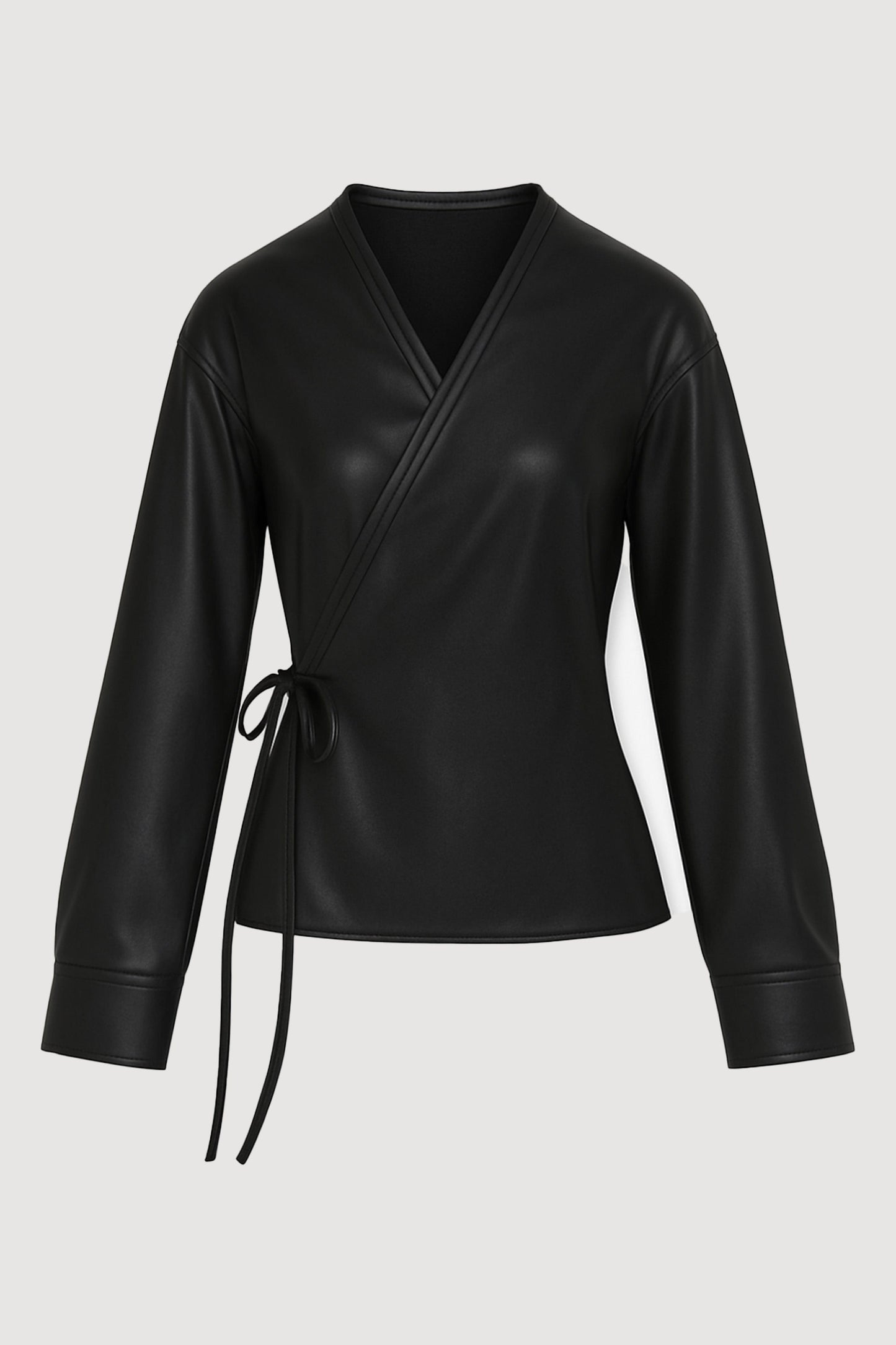 Sarit Vegan Leather Wrap Top