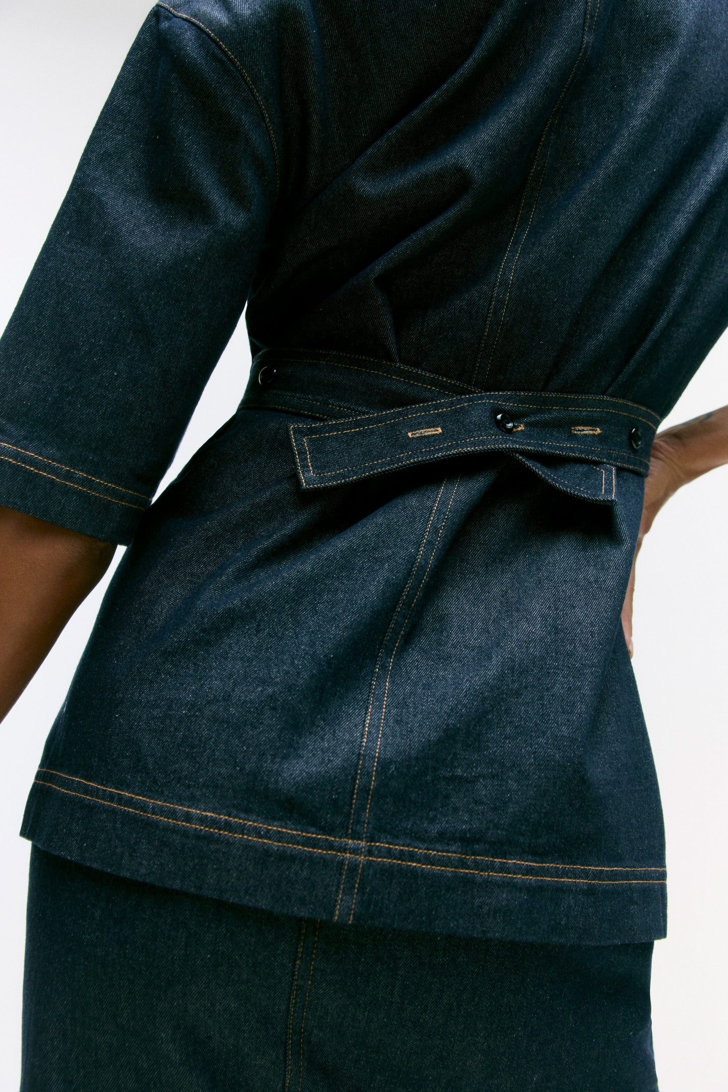 Emma Cinch-Waist Denim Shacket