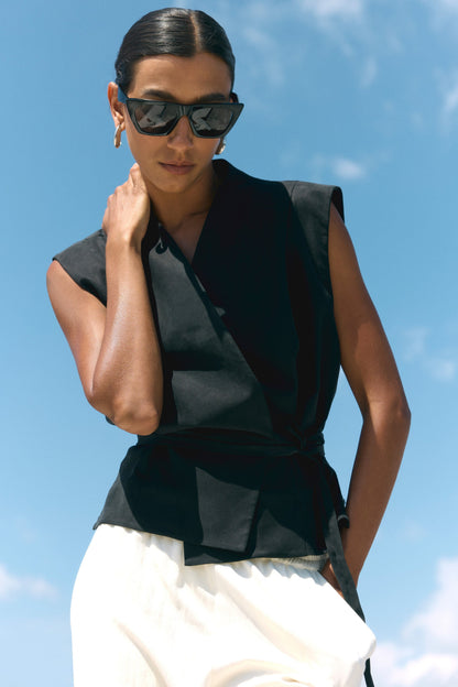 Leandra Tencel-Blend Wrap Vest