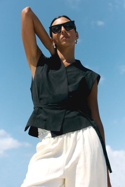 Leandra Tencel-Blend Wrap Vest