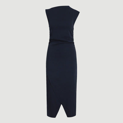 Manon Asymmetric-Neck Ruched Dress (Petite)