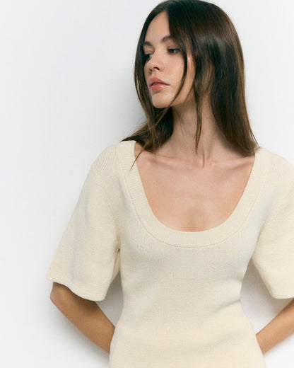 Reina Sculpted Scoop-Neck Knit Top