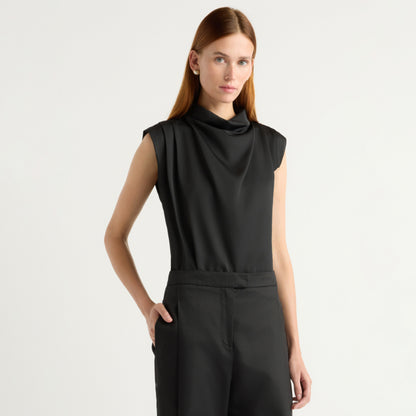 Allegra Gathered-Neck Sleeveless Blouse