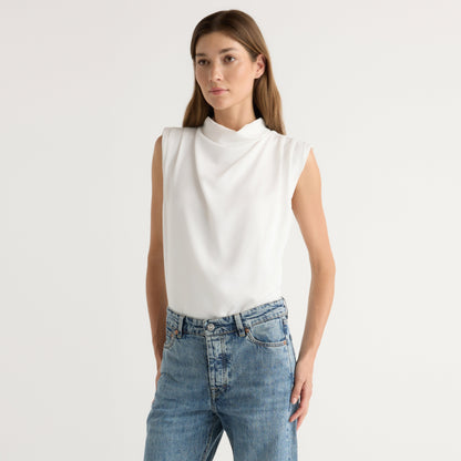 Allegra Gathered-Neck Sleeveless Blouse