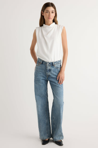 Allegra Gathered-Neck Sleeveless Blouse