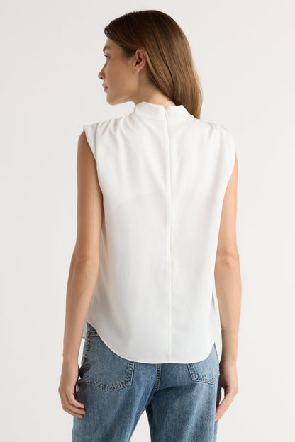 Allegra Gathered-Neck Sleeveless Blouse