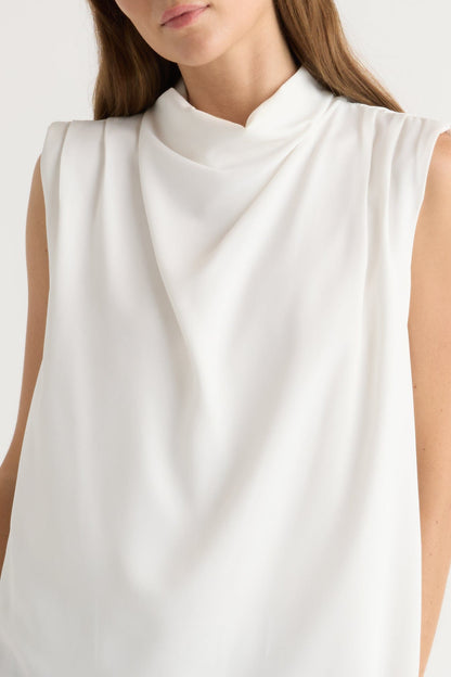 Allegra Gathered-Neck Sleeveless Blouse