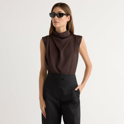 Allegra Gathered-Neck Sleeveless Blouse