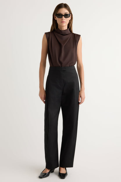 Allegra Gathered-Neck Sleeveless Blouse