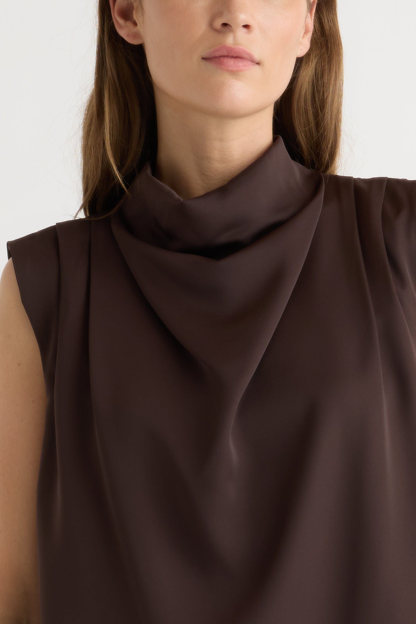 Allegra Gathered-Neck Sleeveless Blouse