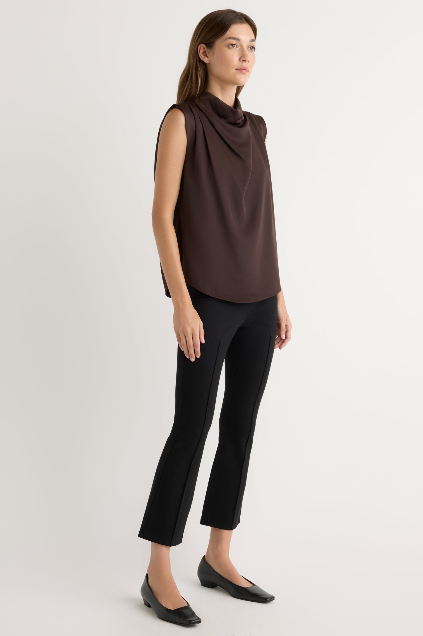 Allegra Gathered-Neck Sleeveless Blouse