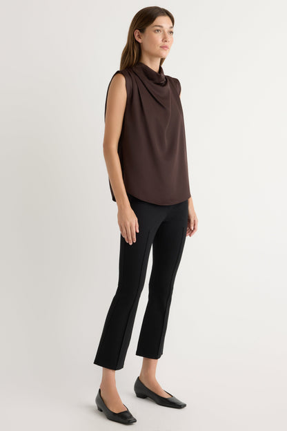 Allegra Gathered-Neck Sleeveless Blouse