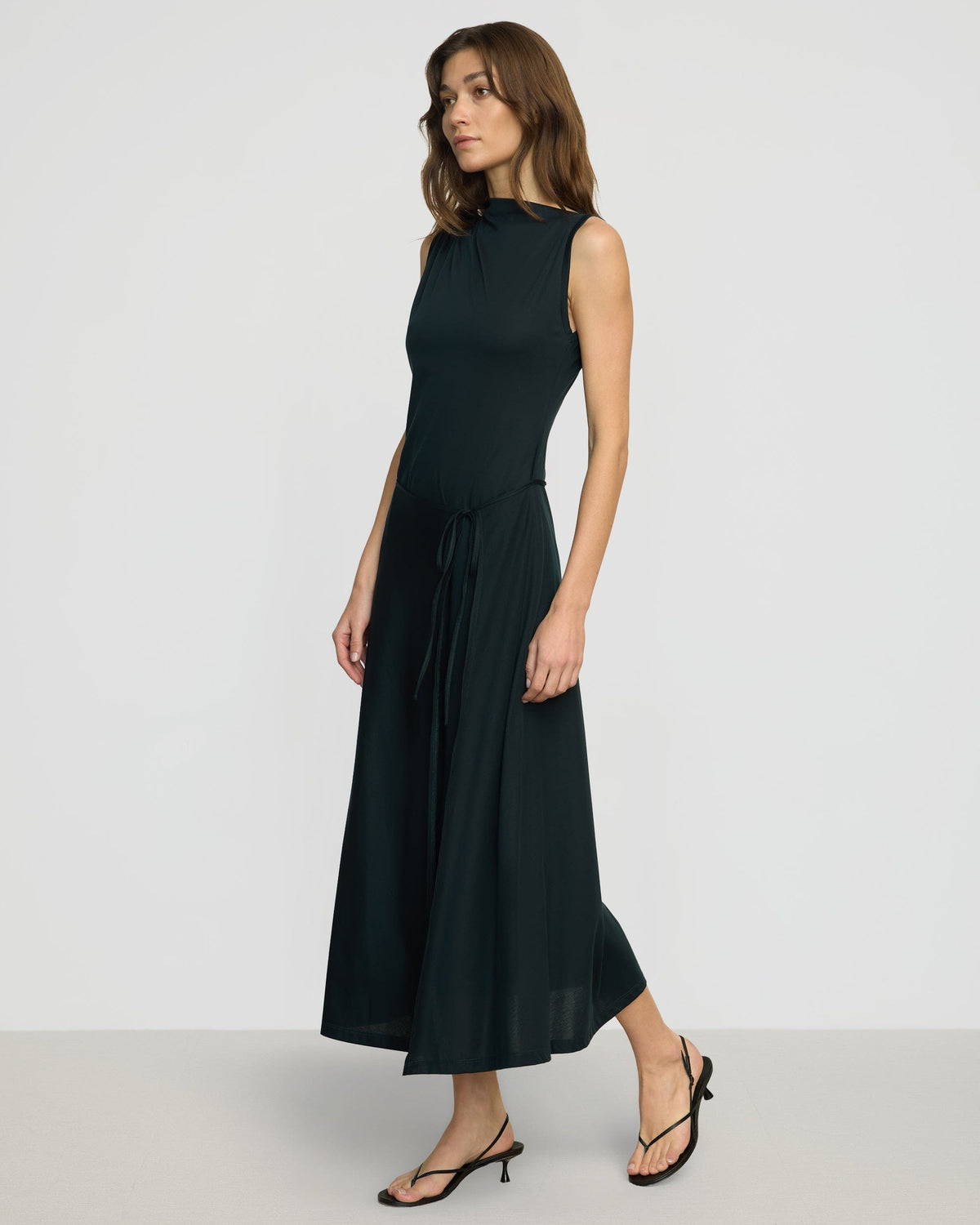Amelia Asymmetric-Neck Wrap Dress