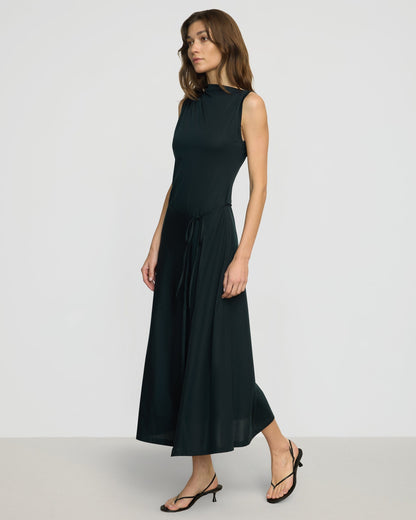 Amelia Asymmetric-Neck Wrap Dress