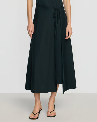 Amelia Asymmetric-Neck Wrap Dress