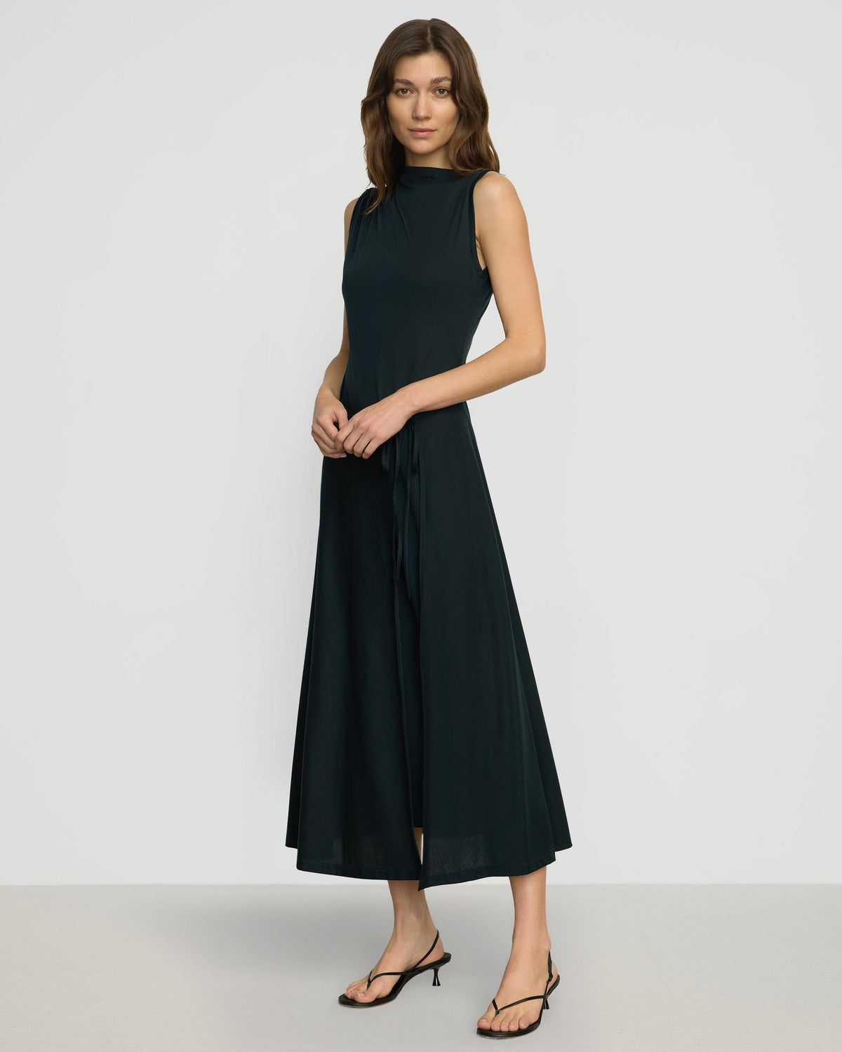 Amelia Asymmetric-Neck Wrap Dress
