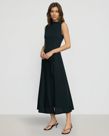 Amelia Asymmetric-Neck Wrap Dress