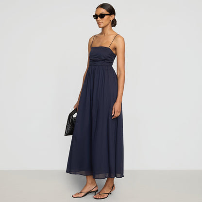 Aurora Ruched Organic Cotton Maxi Dress