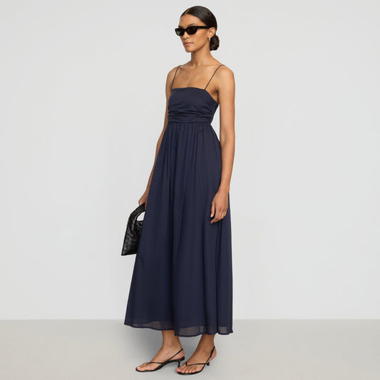 Aurora Ruched Organic Cotton Maxi Dress
