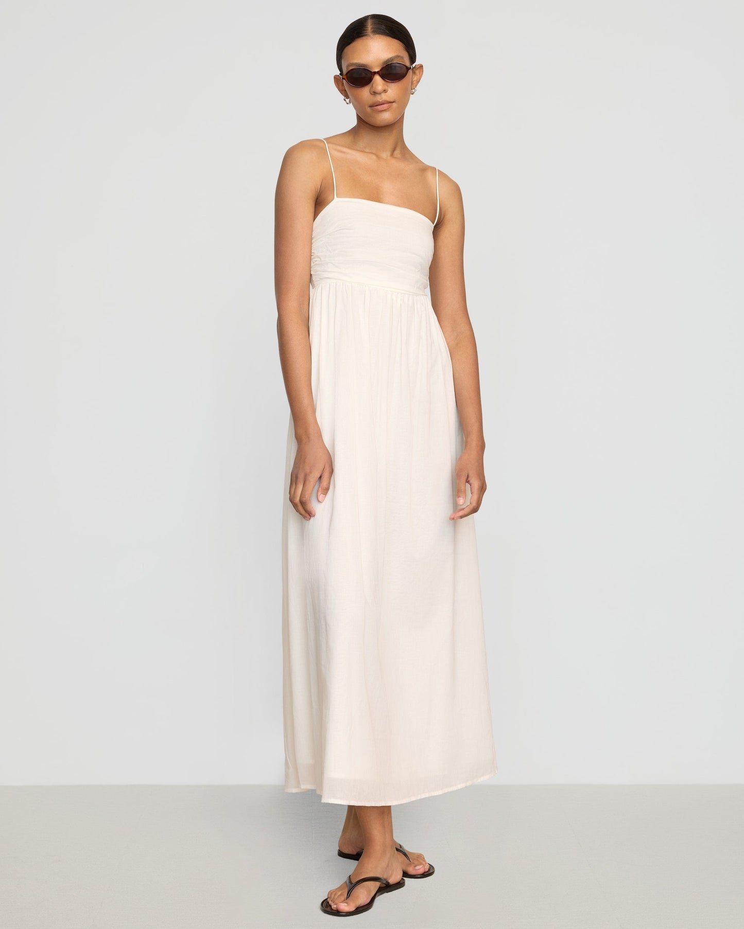 Aurora Ruched Organic Cotton Maxi Dress