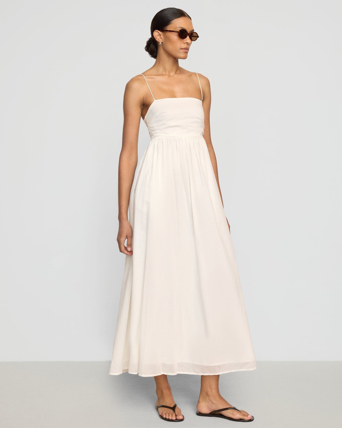Aurora Ruched Organic Cotton Maxi Dress