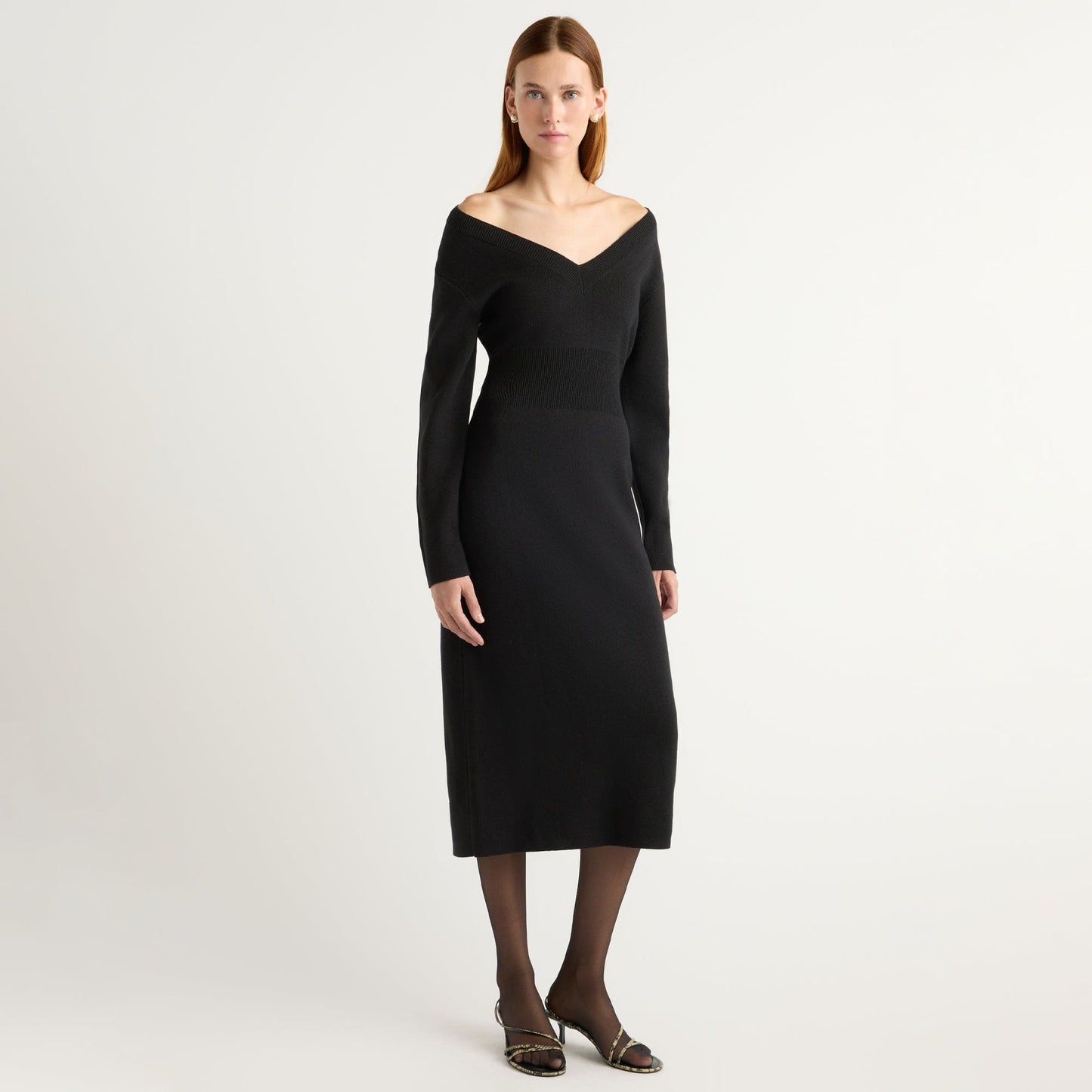 Bora Off-Shoulder V-Neck Sweater Dress