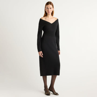 Bora Off-Shoulder V-Neck Sweater Dress