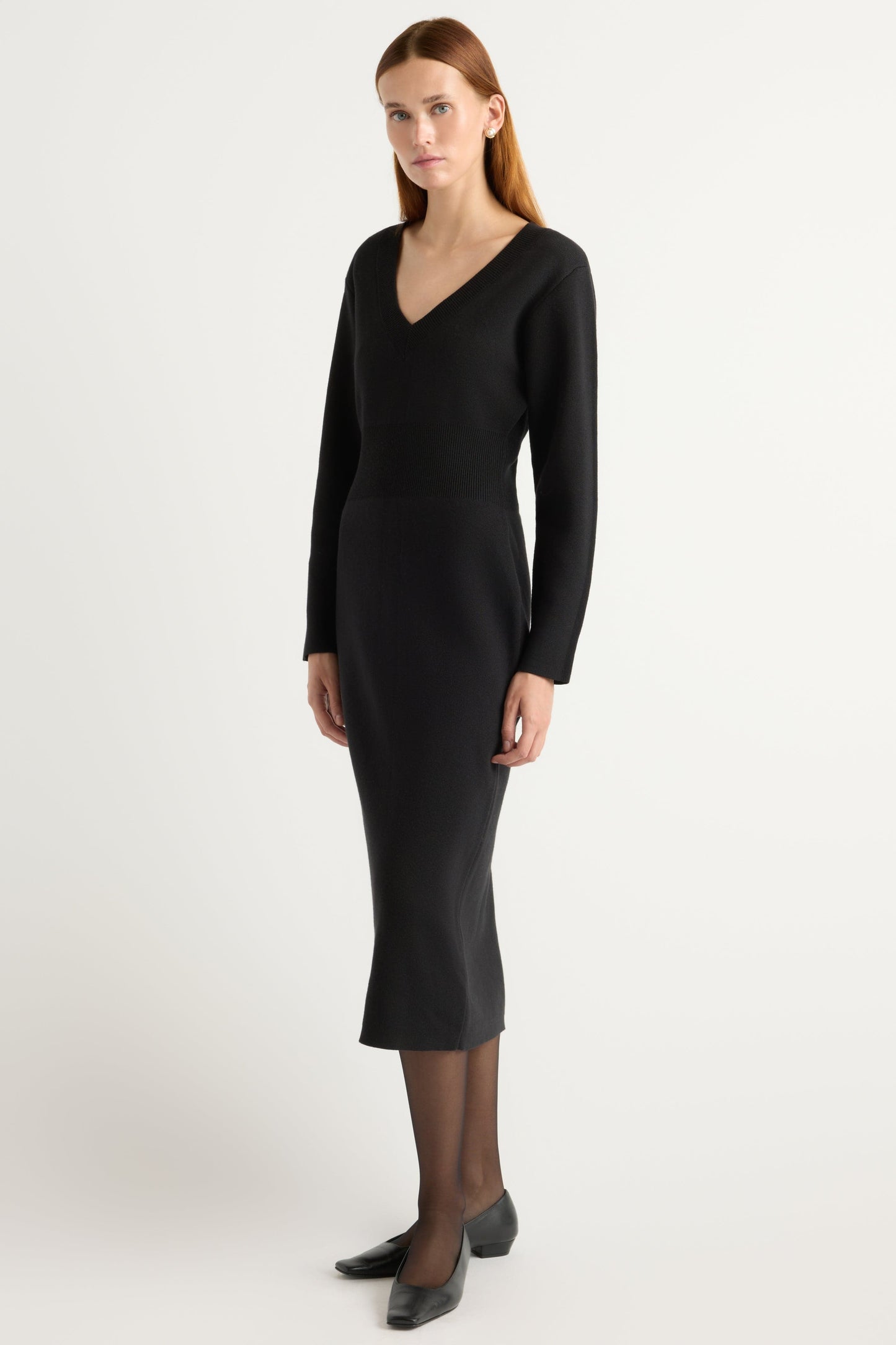 Bora Off-Shoulder V-Neck Sweater Dress