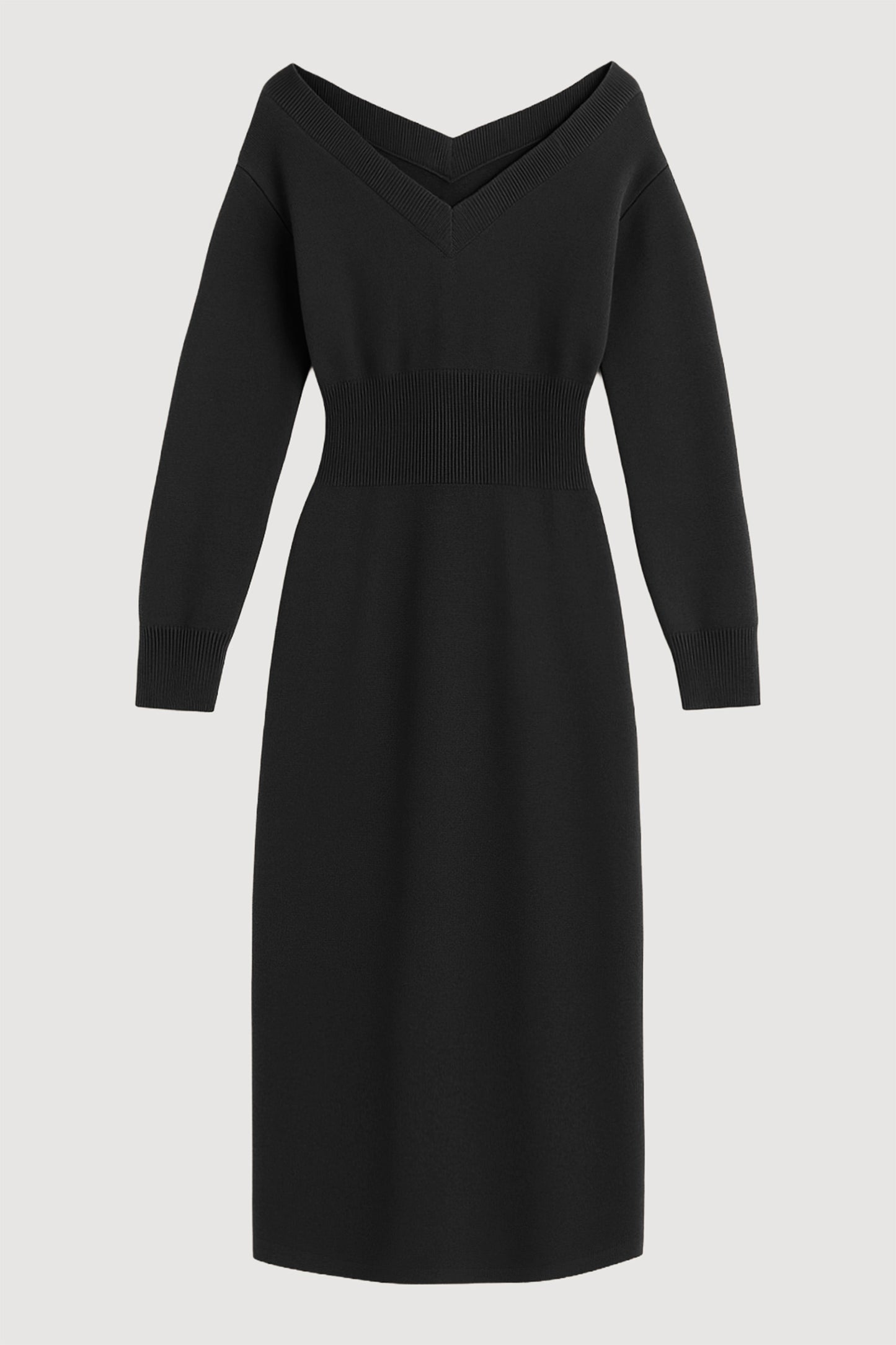 Bora Off-Shoulder V-Neck Sweater Dress