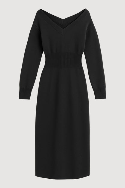 Bora Off-Shoulder V-Neck Sweater Dress