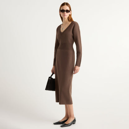 Bora Off-Shoulder V-Neck Sweater Dress