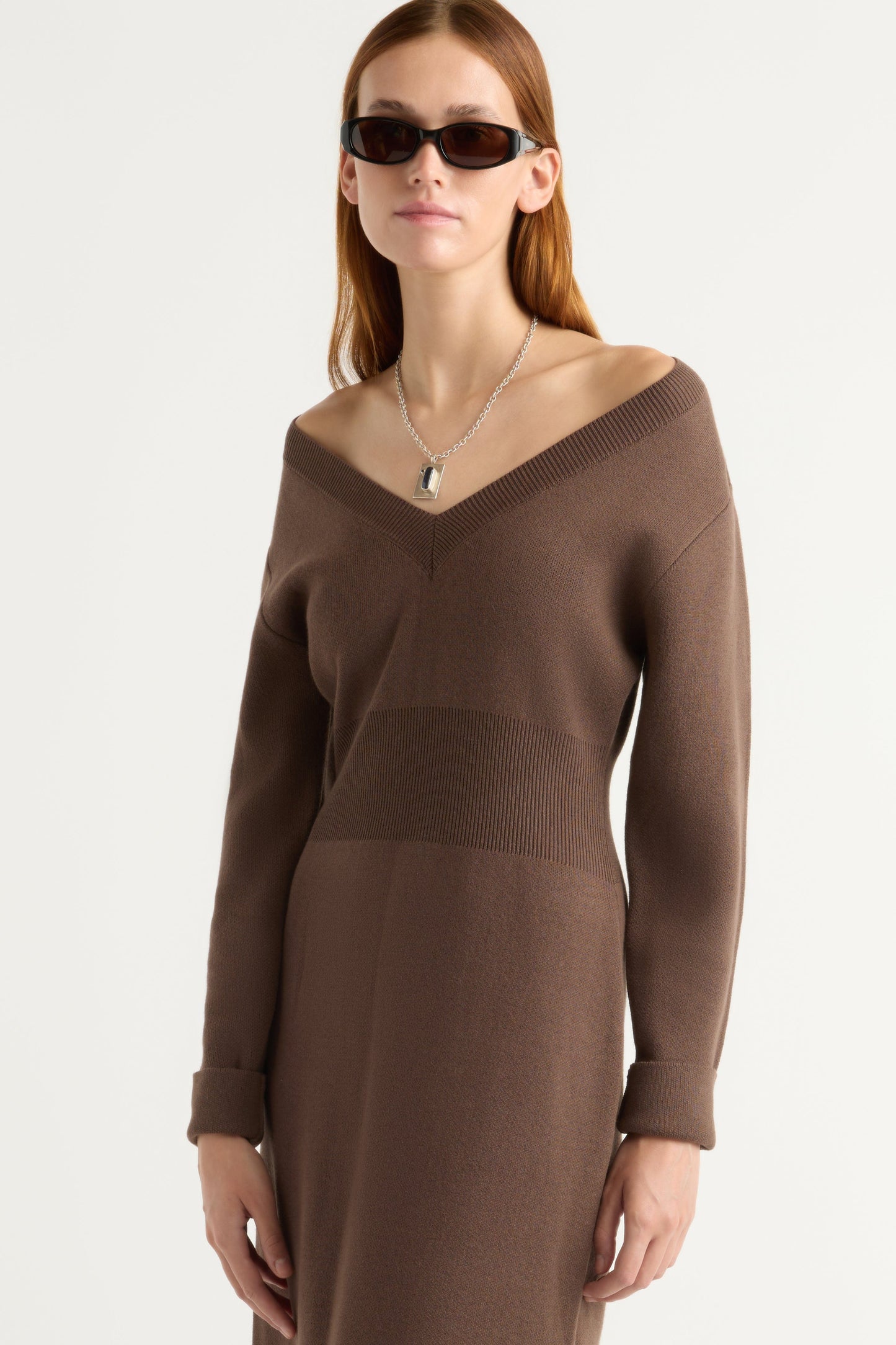 Bora Off-Shoulder V-Neck Sweater Dress