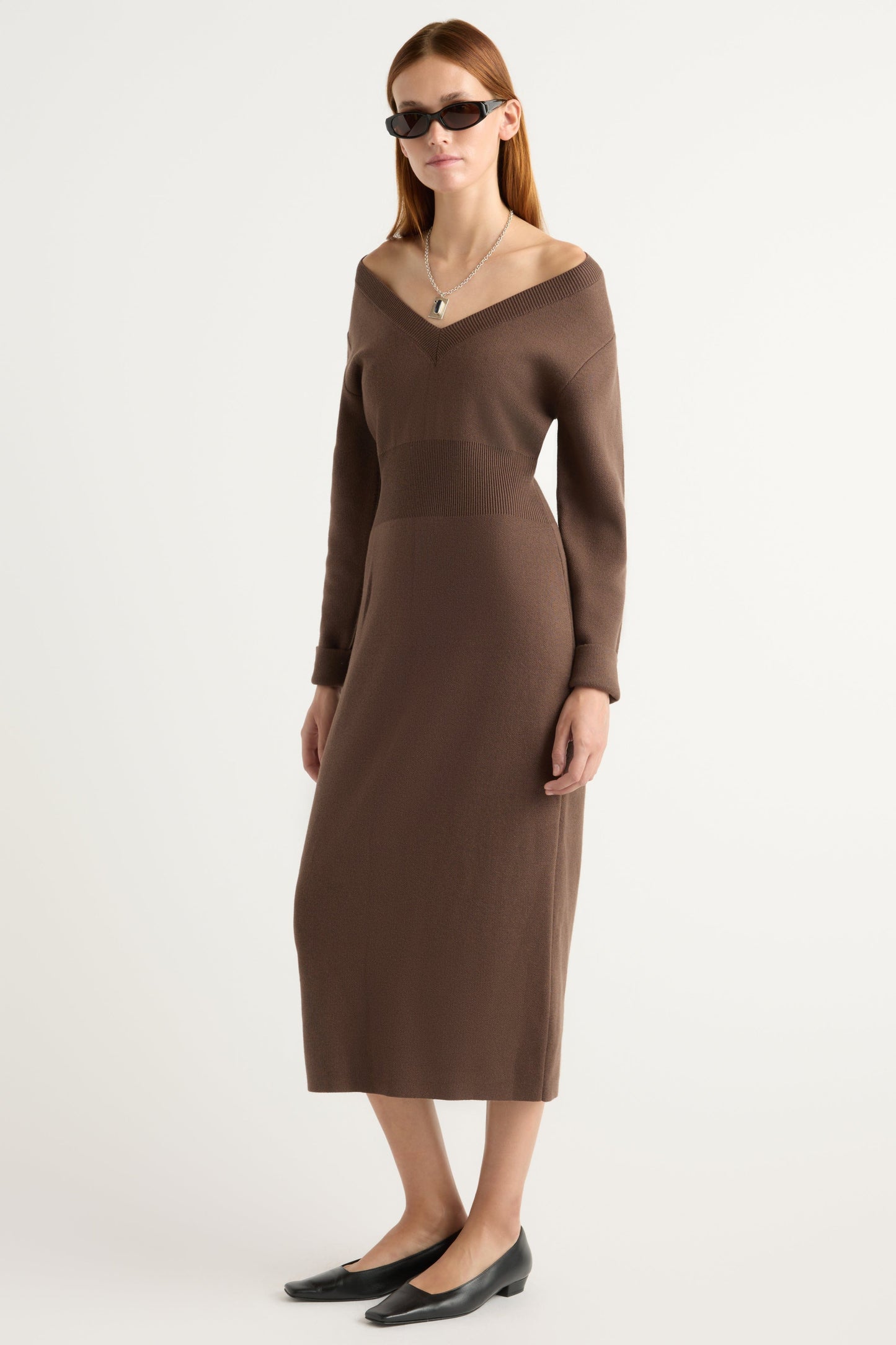 Bora Off-Shoulder V-Neck Sweater Dress