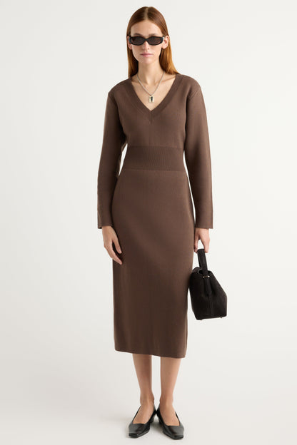 Bora Off-Shoulder V-Neck Sweater Dress