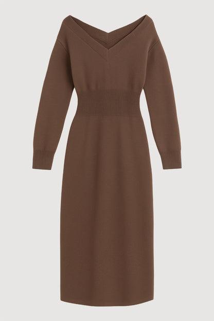 Bora Off-Shoulder V-Neck Sweater Dress