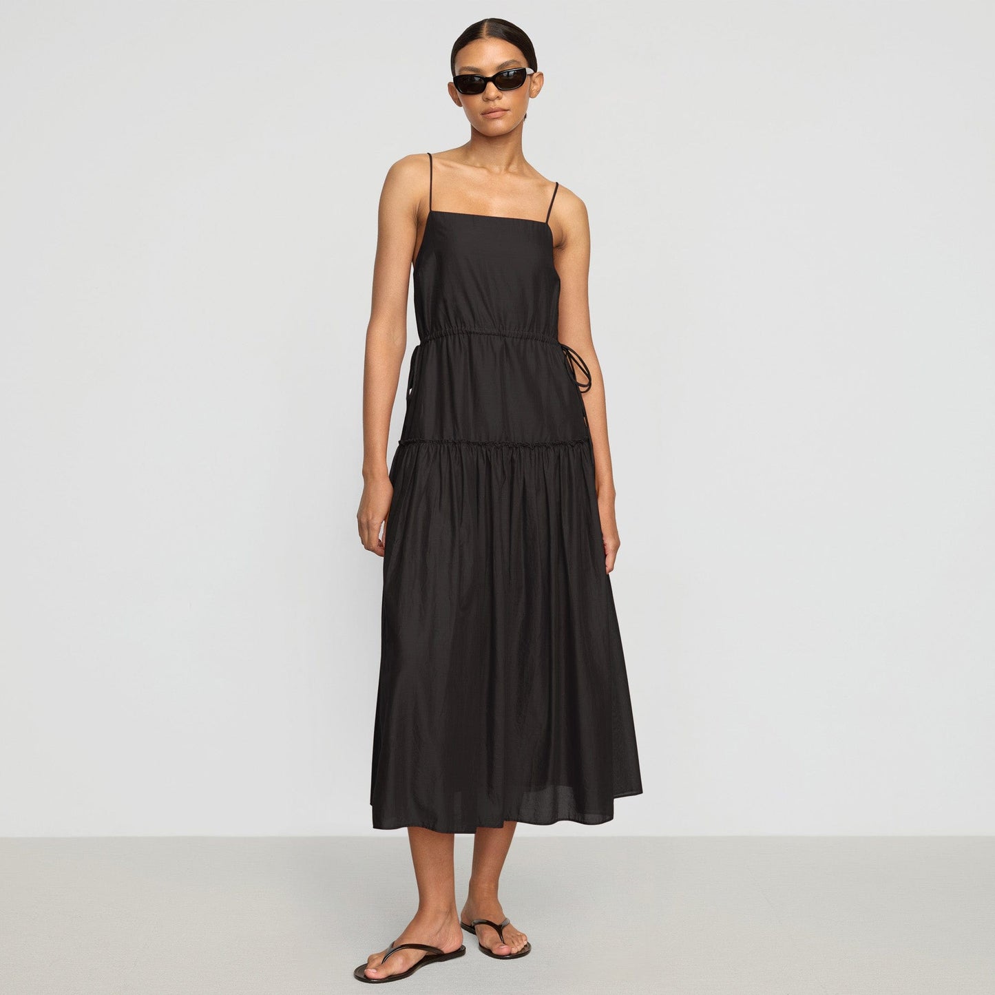 Dalia Tie-Waist Tiered Organic Cotton Dress