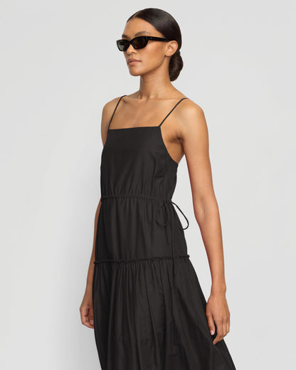 Dalia Tie-Waist Tiered Organic Cotton Dress