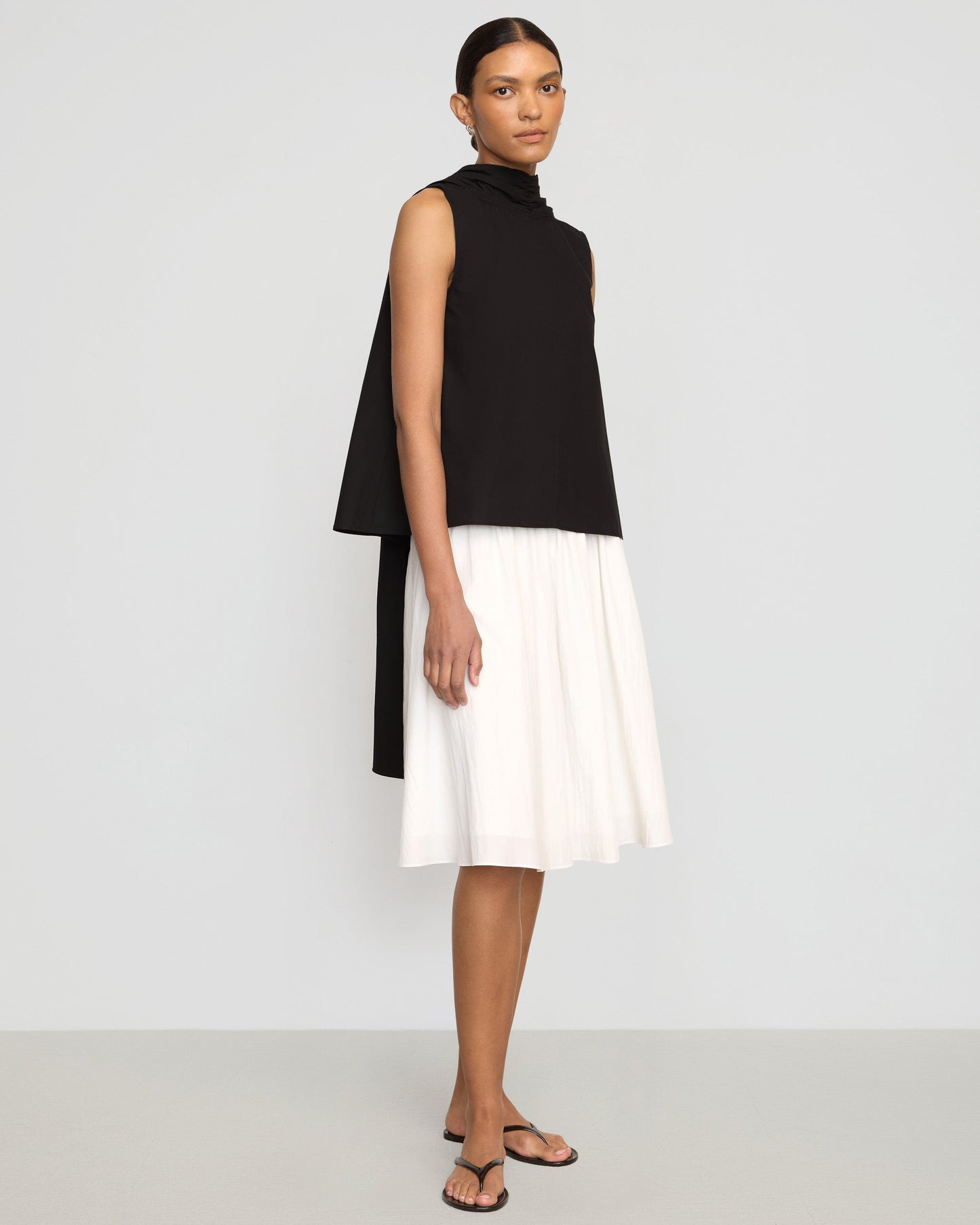 Dominika Drape Scarf-Neck Blouse
