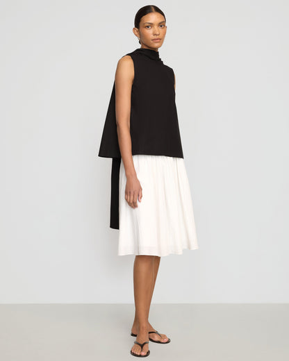 Dominika Drape Scarf-Neck Blouse