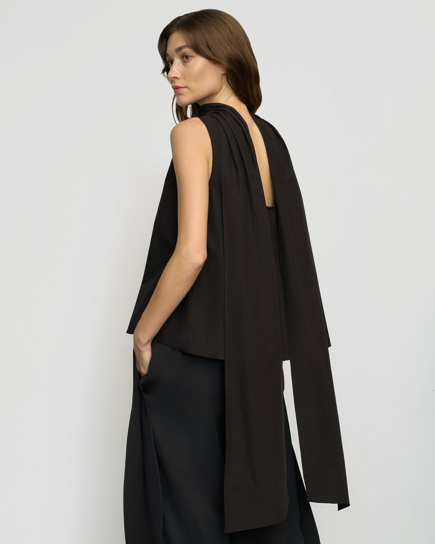 Dominika Drape Scarf-Neck Blouse