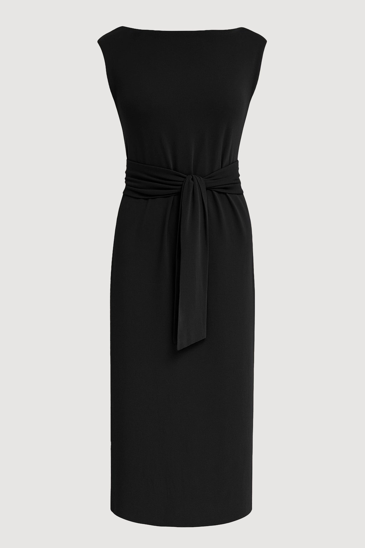 Edina Tie-Front Slit-Neck Dress