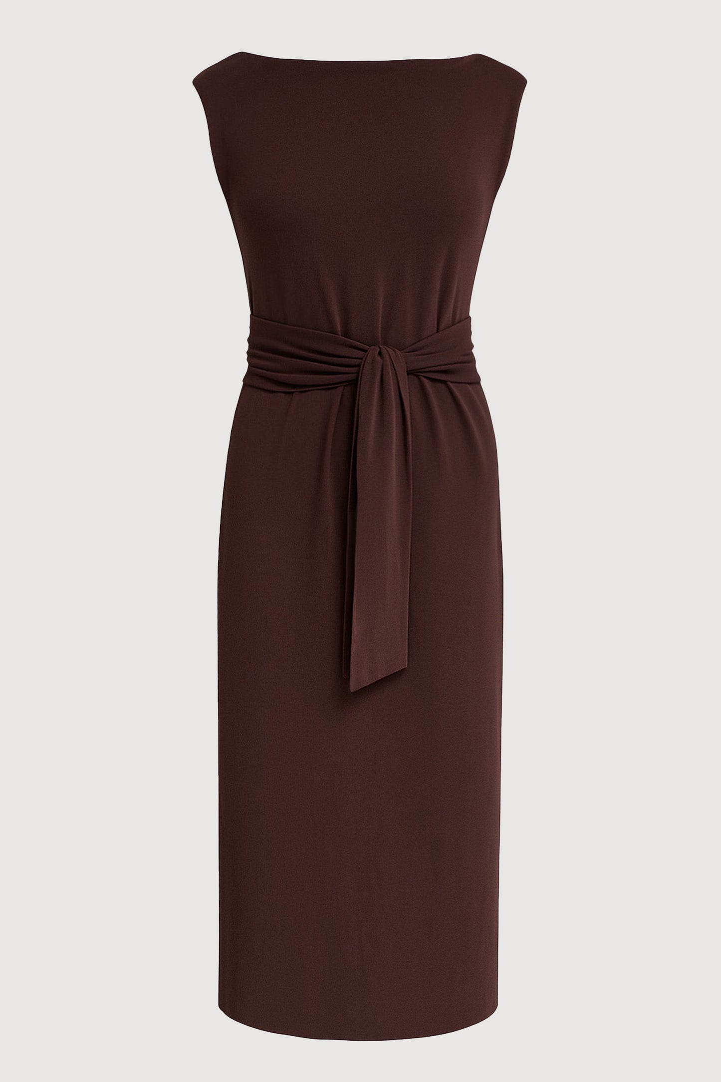 Edina Tie-Front Slit-Neck Dress
