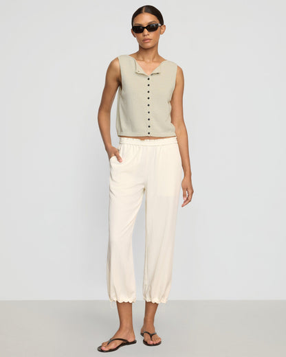Elith Cotton-Linen Button Knit Vest