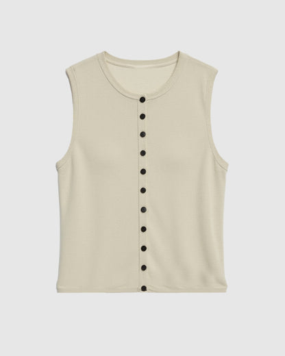 Elith Cotton-Linen Button Knit Vest