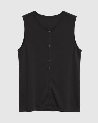 Elith Cotton-Linen Button Knit Vest