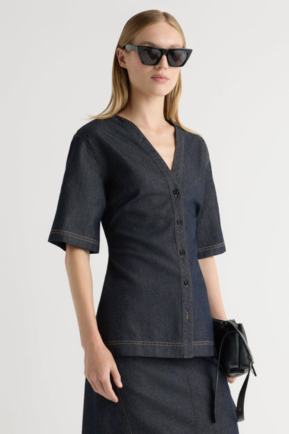 Emma Cinch-Waist Denim Shacket