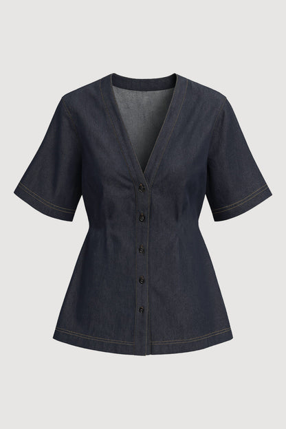 Emma Cinch-Waist Denim Shacket