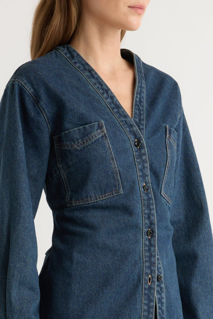 Emmett Structured-Sleeve Denim Jacket