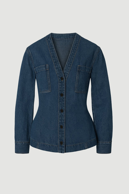 Emmett Structured-Sleeve Denim Jacket