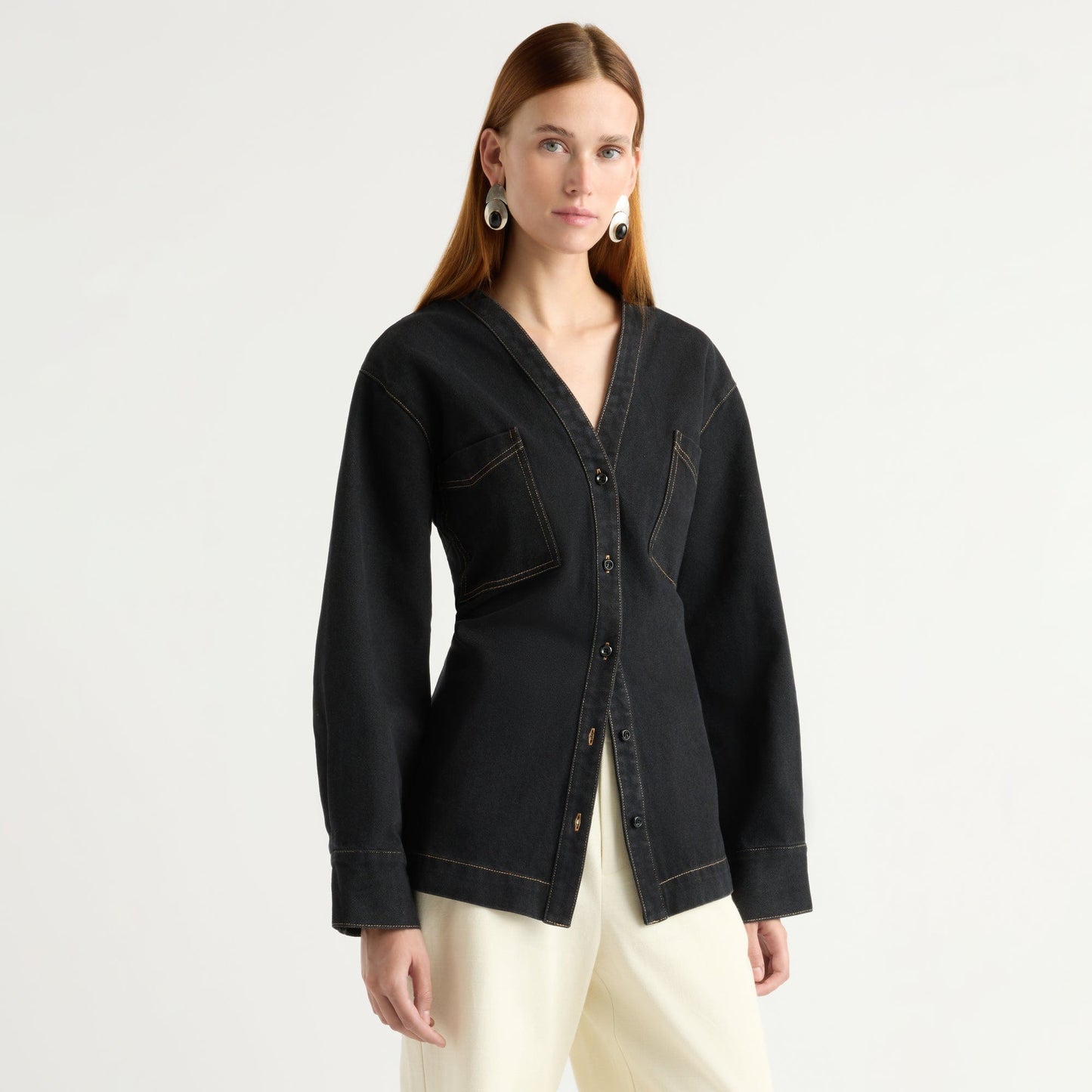 Emmett Structured-Sleeve Denim Jacket